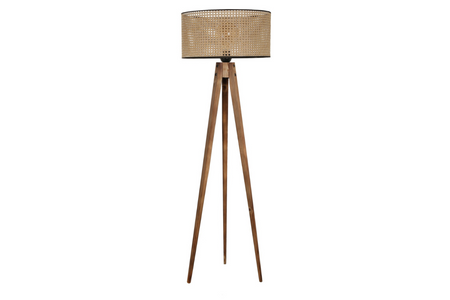 lampe 3 pieds bois romane fond blanc concept usine