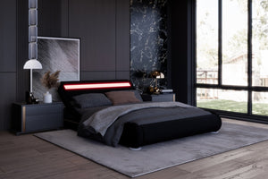 Structure de lit en simili avec LED intégrés 140 x 190 cm Noir