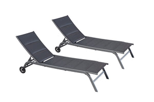 2 transats en aluminium noir