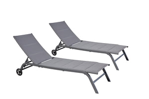 Lot 2 transats aluminium gris foncé