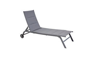 Lot de 2 transats en aluminium gris foncé
