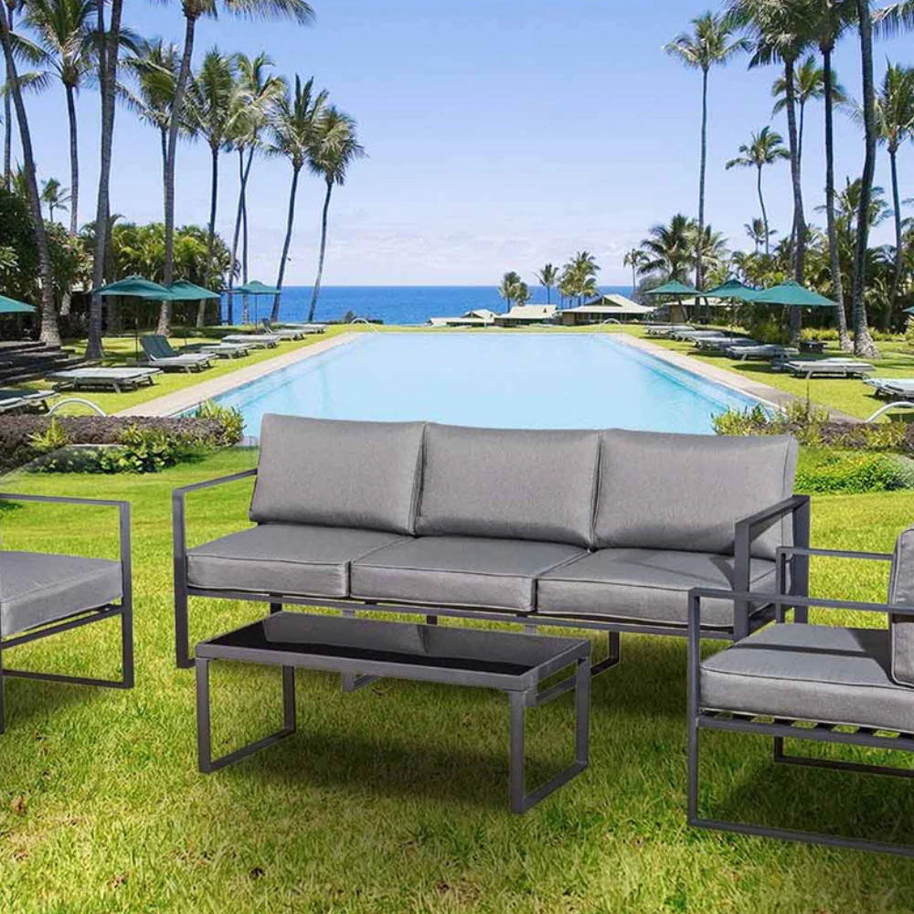 salon de jardin en aluminium de 5 places Memphis gris 