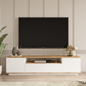 Meuble Tv Tyro bois et blanc avec rangements