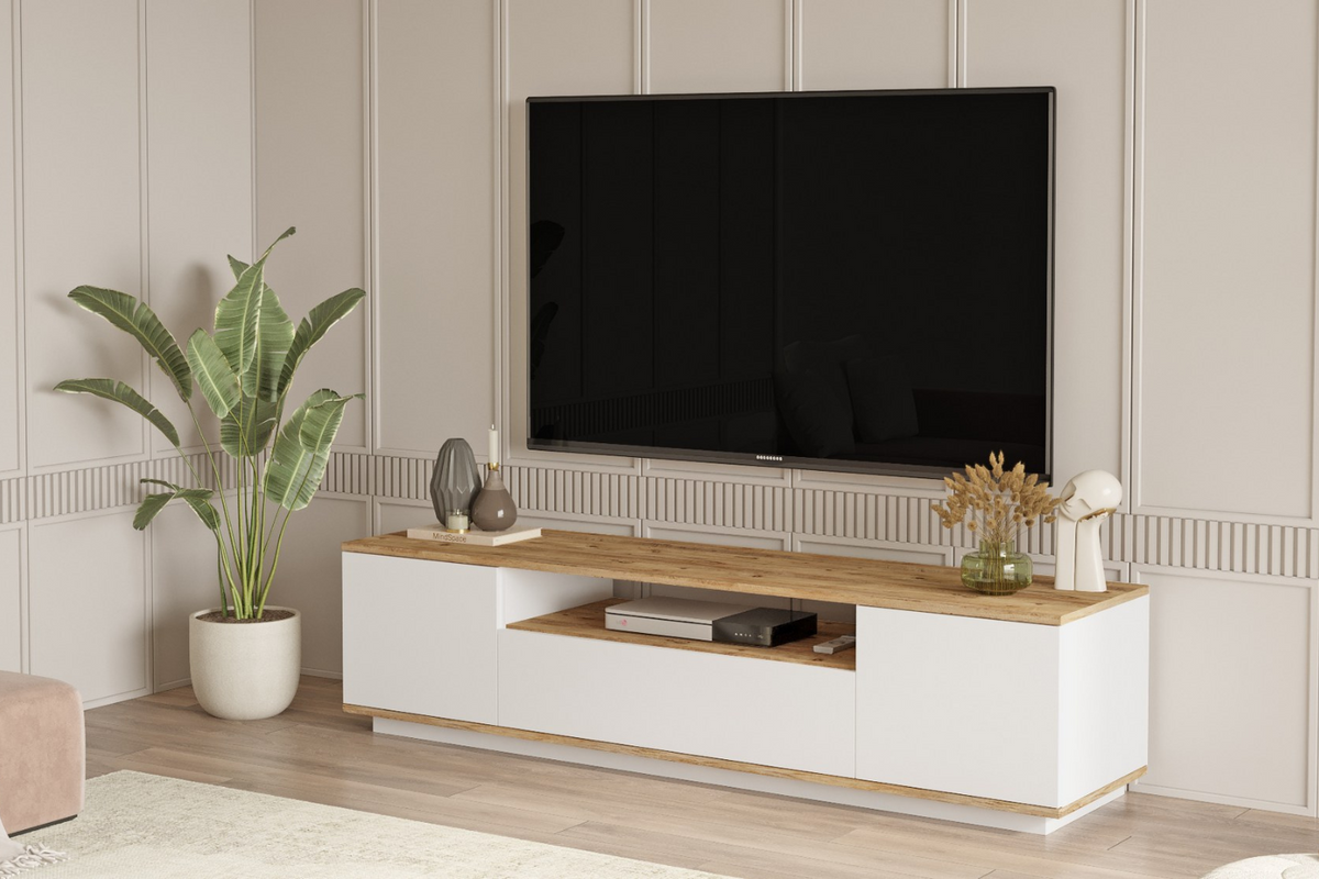 Meuble TV Tyo bois et blanc