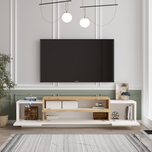 Meuble TV design bois et blanc Melo