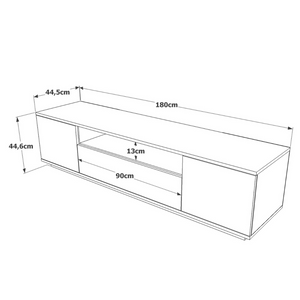 dimensions meuble TV tyro bois et gris bois et blanc