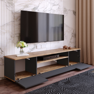 Meuble TV Tyro bois et gris design 180 cm