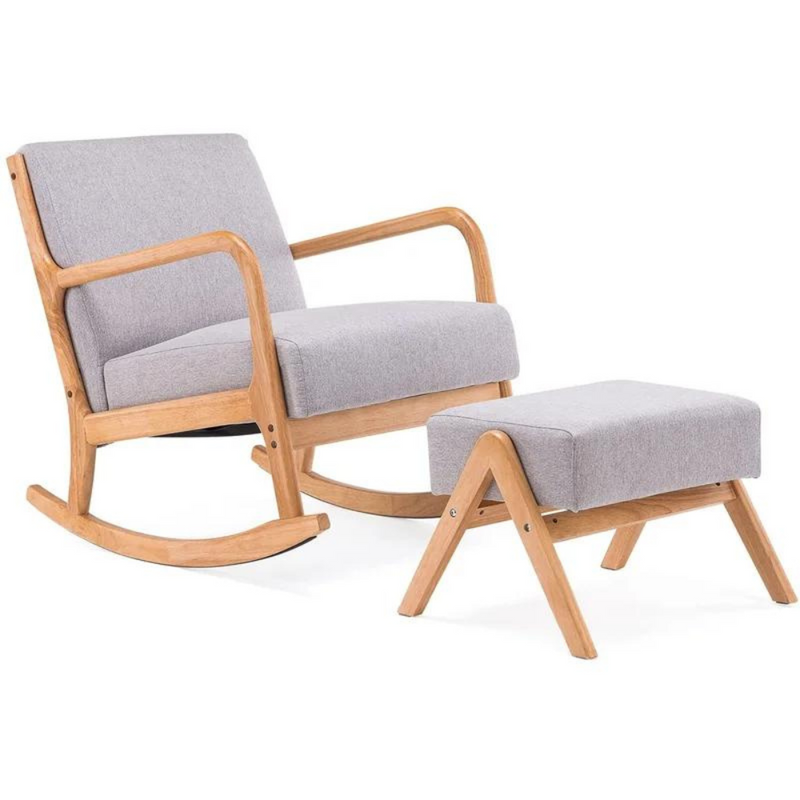 Rocking chair avec repose pieds scandinave Holmes - Concept-Usine