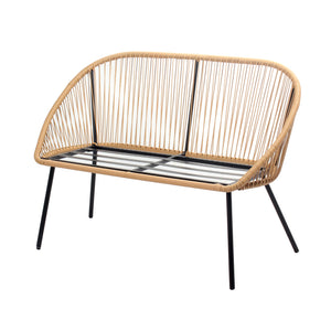 Salon de jardin 4 places esprit rotin naturel et coussins beiges Ravello packshot structure canapé 2 places