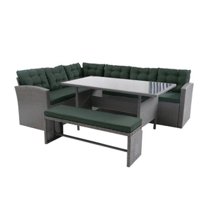 Salon de jardin d'angle de 8 places en Gris foncé et vert sombre Moorea packshot