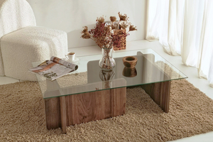 Table basse Nula design bois et verre trempé