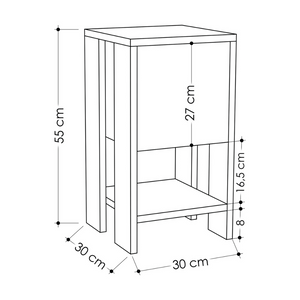Table de chevet Sisa bois blanc dimensions