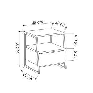Dimensions table de chevet Inka 