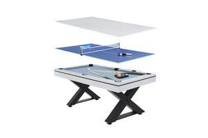 Table multijeux texas blanc billard et ping-pong