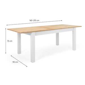 Table repas bois et blanc Skadar - dimensions