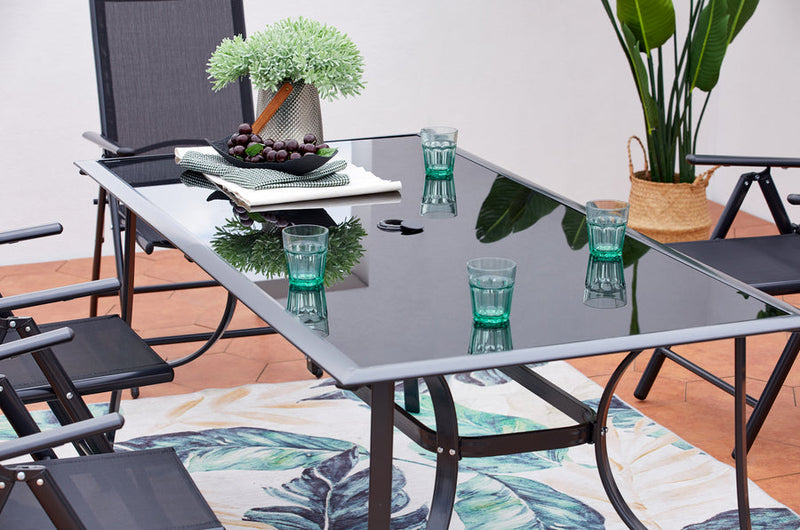 Table de jardin en aluminium rimini  10 places noire 