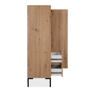 Vaisselier bois design Navi carré fond blanc côté ouvert Concept-Usine