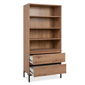 Vaisselier bois étagères et tiroir design fond blanc profil ouvert Concept-Usine