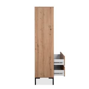 Vaisselier bois étagères et tiroir design profil ouvert fond blanc Concept-Usine