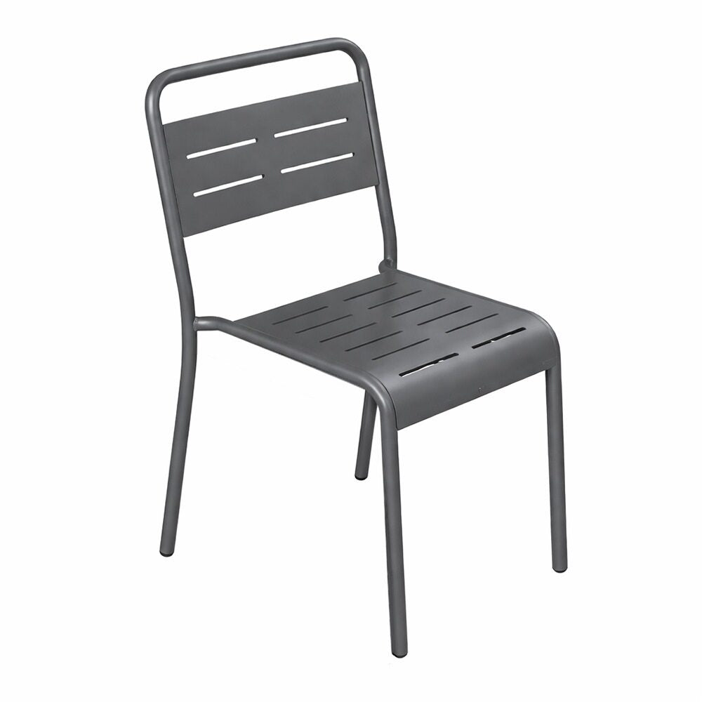4 chaises acier gris foncé