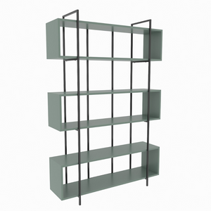 bibliothèque design vert gris luli fond blanc 3 quarts concept usine
