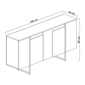 Dimensions buffet Luxor blanc et bois 