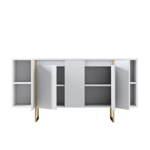 buffet blanc doré luxor 4 portes fond blanc portes ouvertes concept usine
