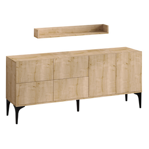 Buffet en bois avec étagère assen fond blanc