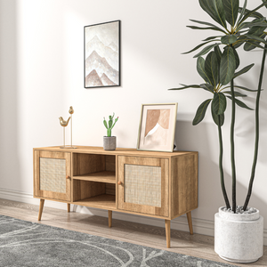 Buffet en bois cange avec portes effet cannage profil