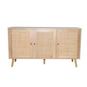 buffet effet cannage 3 portes fond blanc