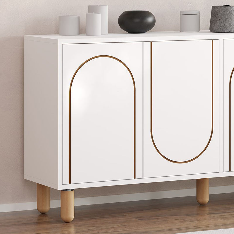 Buffet 4 portes blanc design graphique 150x73cm Viret zoom sur les détails