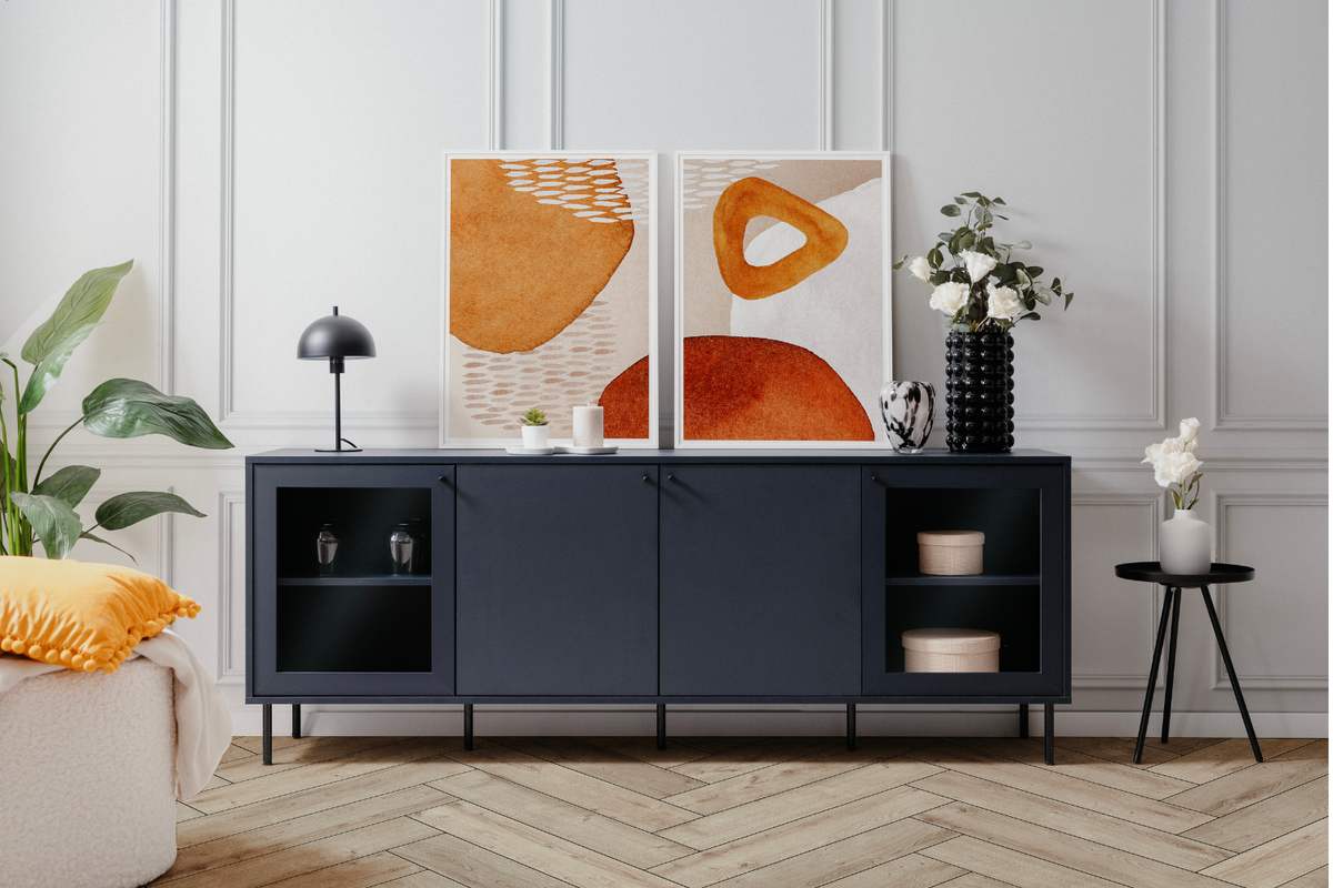 Buffet bas bleu marine Lanzarote 4 portes Concept Usine ambiance