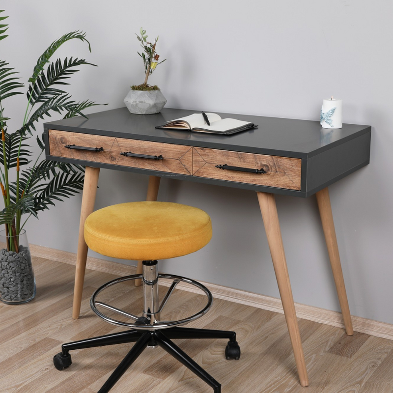 bureau 2 tiroirs bois et noir virrat ambiance tabouret concept usine