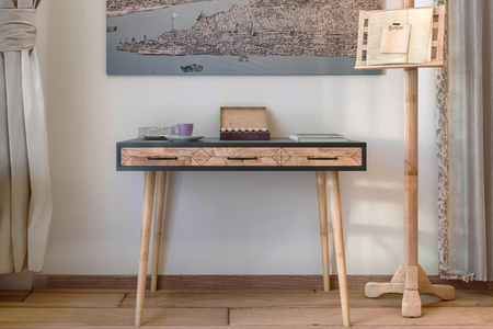 bureau 2 tiroirs bois et noir virrat image format rectangle concept usine