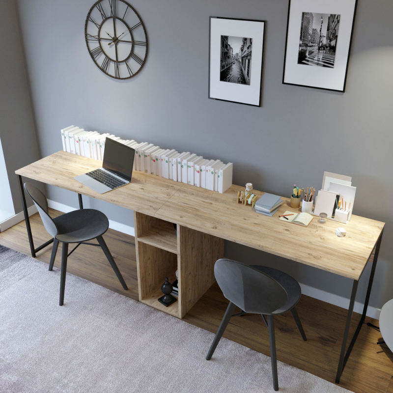 Bureau en bois Kili avec rangements vue de dessus