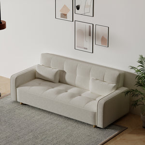 Canapé scandinave convertible 3 places en tissu bouclette blanc Copenhague vue de dessus