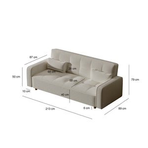 Canapé scandinave convertible 3 places en tissu bouclette blanc Copenhague dimensions