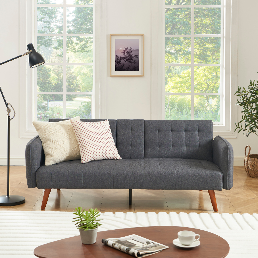Canapé d'angle réversible et convertible en PU noir - LORRY | Maison et Styles