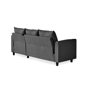 Canapé 3 places en velours avec pouf gris foncé Coventry sur fond blanc de dos