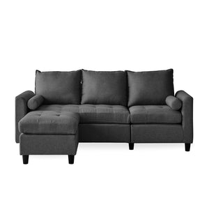 Canapé 3 places en velours avec pouf gris foncé Coventry sur fond blanc de face