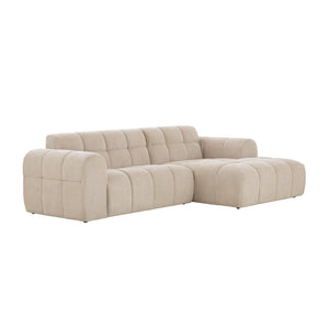 Canapé d'angle 3 places nuage en velours beige Salford packshot vue de 3/4