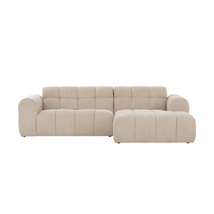 Canapé d'angle 3 places nuage en velours beige Salford packshot de face