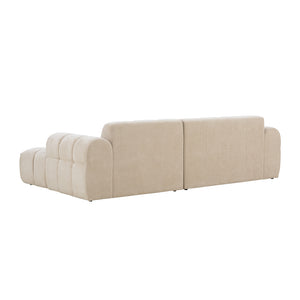 Canapé d'angle 3 places nuage en velours beige Salford packshot de dos de 3/4