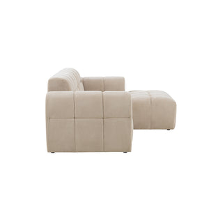 Canapé d'angle 3 places nuage en velours beige Salford packshot de profil