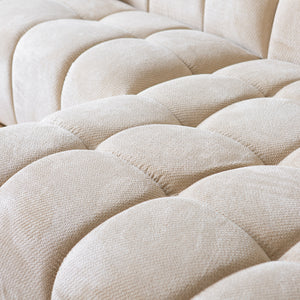 Canapé d'angle 3 places nuage en velours beige Salford zoom sur le tissu velours