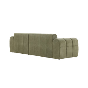 Canapé d'angle 3 places nuage en velours vert Salford packshot de dos de 3/4