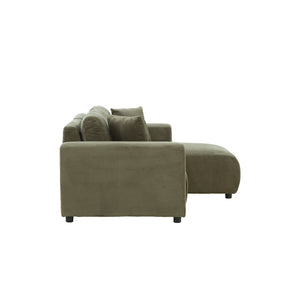 Canapé d'angle réversible 3 places en velours côtelé vert Aberdeen packshot  de profil