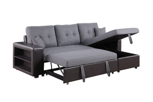 Canapé d'angle convertible gris et noir 4 personnes