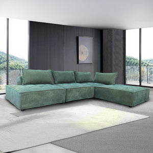 Canapé d'angle modulable 4 places en velours texturé vert Stava lifestyle