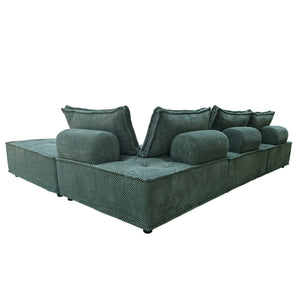 Canapé d'angle modulable 4 places en velours texturé vert Stava packshot dos